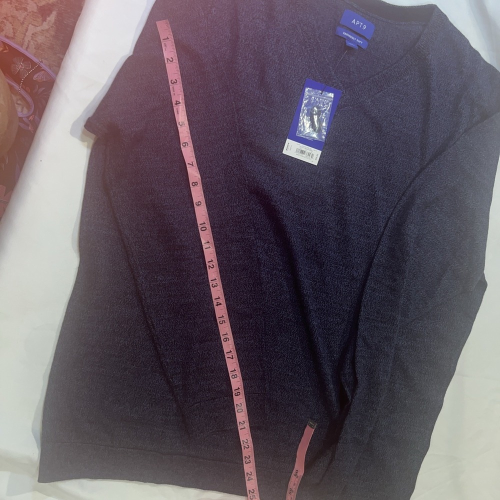 Apt.9 Mens Sweater C-large Blue V-neck Retail $56 NWT Christmas Pics So Soft 251 - Picture 6 of 9
